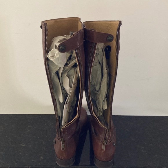 Frye Melissa Brown Leather Back Zip Riding Boots 76430/Size 8 1/2 B/WORN TWICE! - Picture 6 of 10